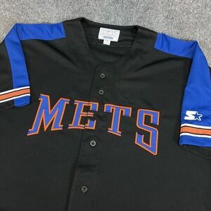 Vintage Starter MLB New York Mets Jersey Men's 2XL Black Blue Made in Korea